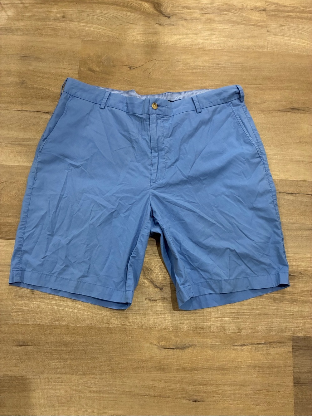 Peter Millar men’s seaside poplin Sky Blue Flat Front Cotton Shorts size 36